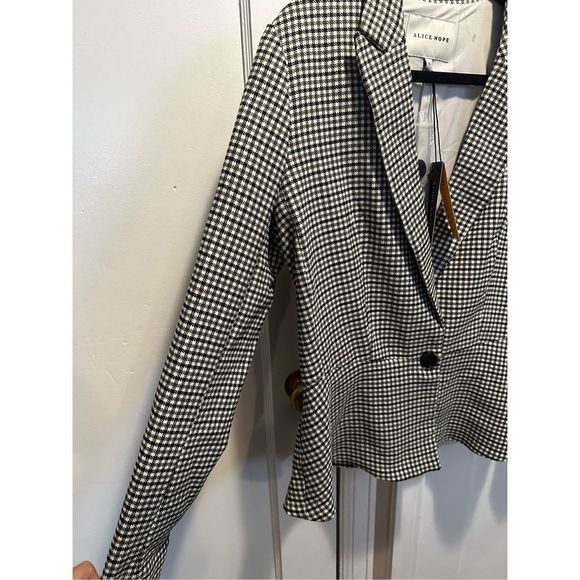Alice Hope NWT Small Black Plaid Blazer Jacket Suit Separate - Picture 5 of 5